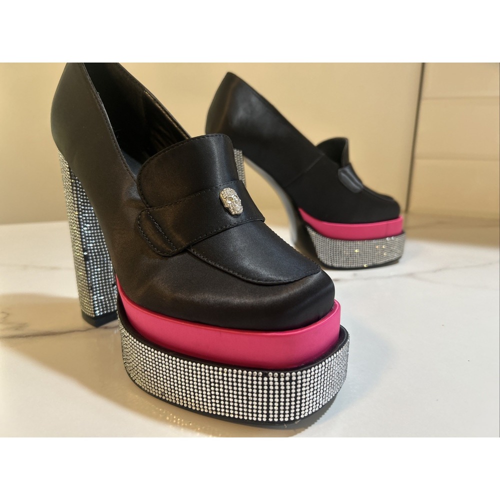 AZALEA WANG RHINESTONE BEDAZZLED PLATFORM Loafers Size 9 Some Stones Missing